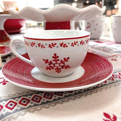 Red Flocco - čajová šálka s tanierikom - Porcelánová čajová 