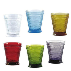 sklenené poháre na vodu farebné