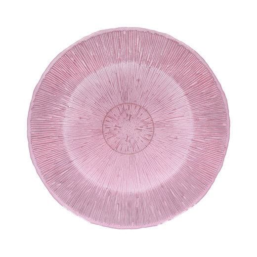 sklenený tanier ružový